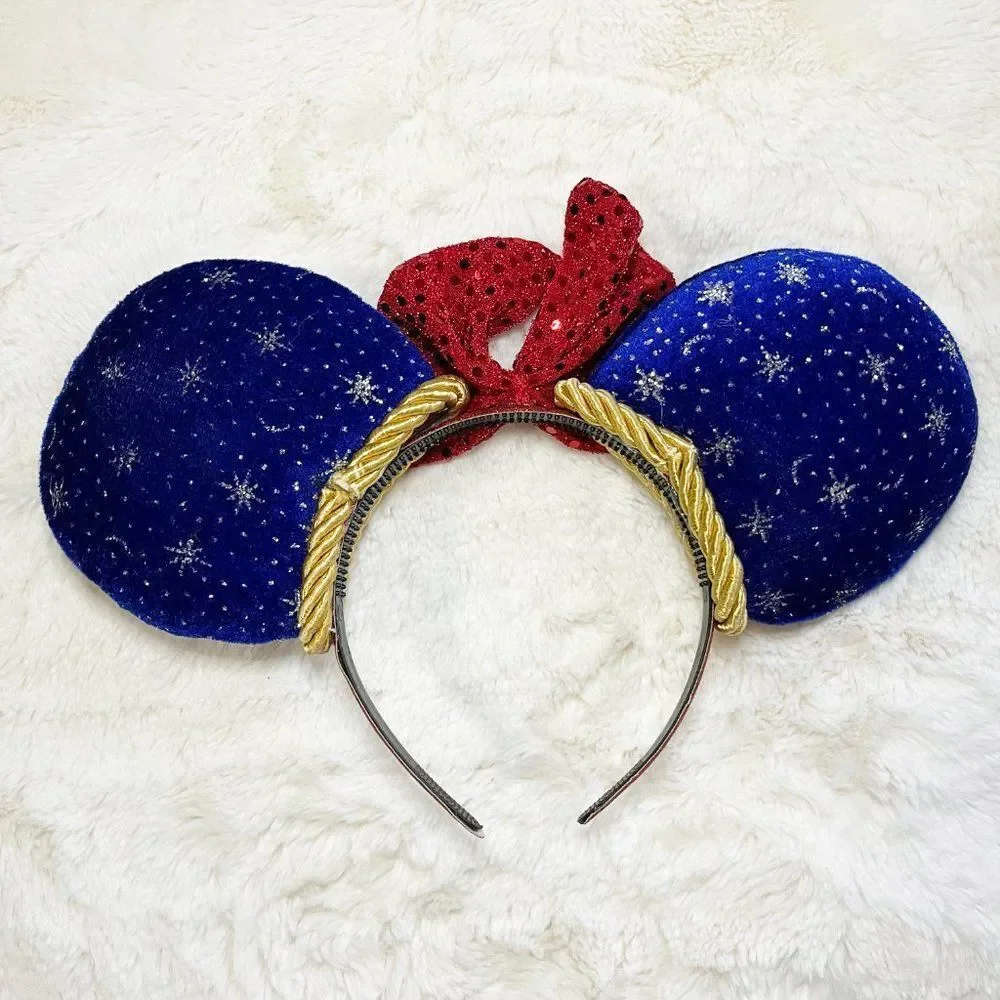 Handmade Disney‎ Fantasia Mickey Blue And Silver Sparkle Ears Headband